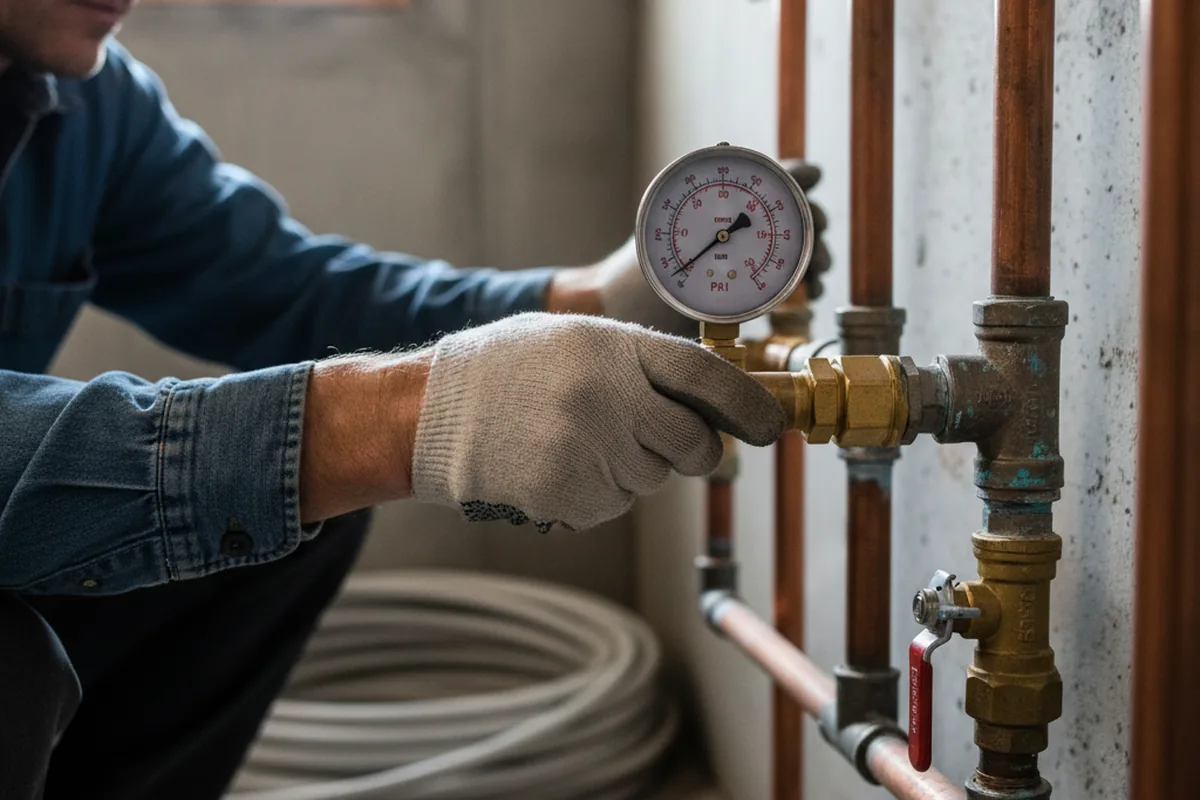 Pressure testing a repaired line during Water Line Repair in Wood